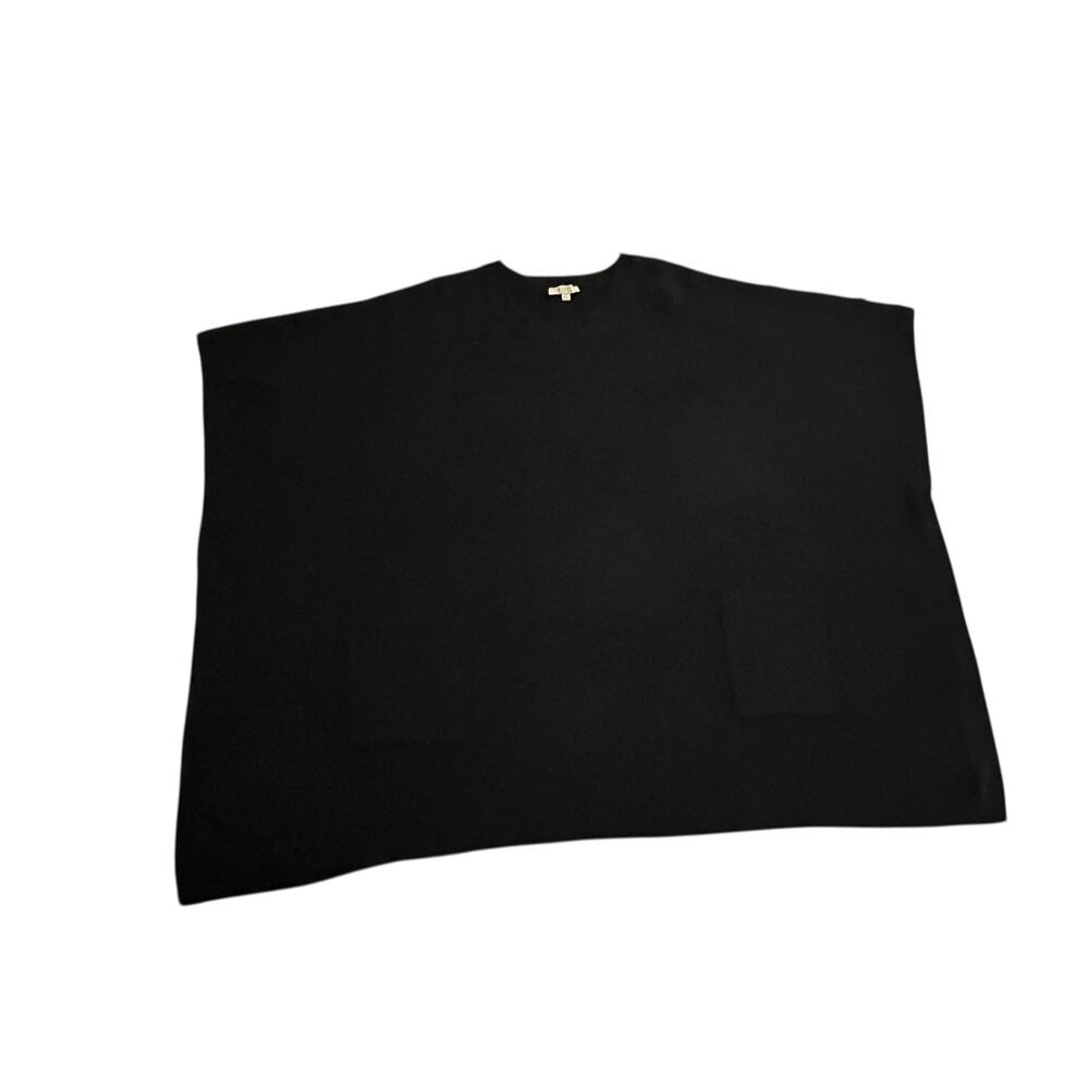 Kori America Sweater Womens M/L Black Oversized Poncho Cape Pockets‎ Knit Boxy